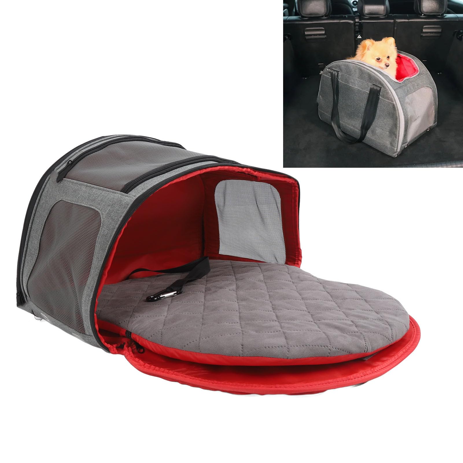 Generic Robuste Transportbox für Haustiere Im Auto mit Atmungsaktivem Netzstoff für den Täglichen Weg Zur Arbeit. Reisetasche aus Oxford-Stoff, 50 X 27 X 32,5 cm
