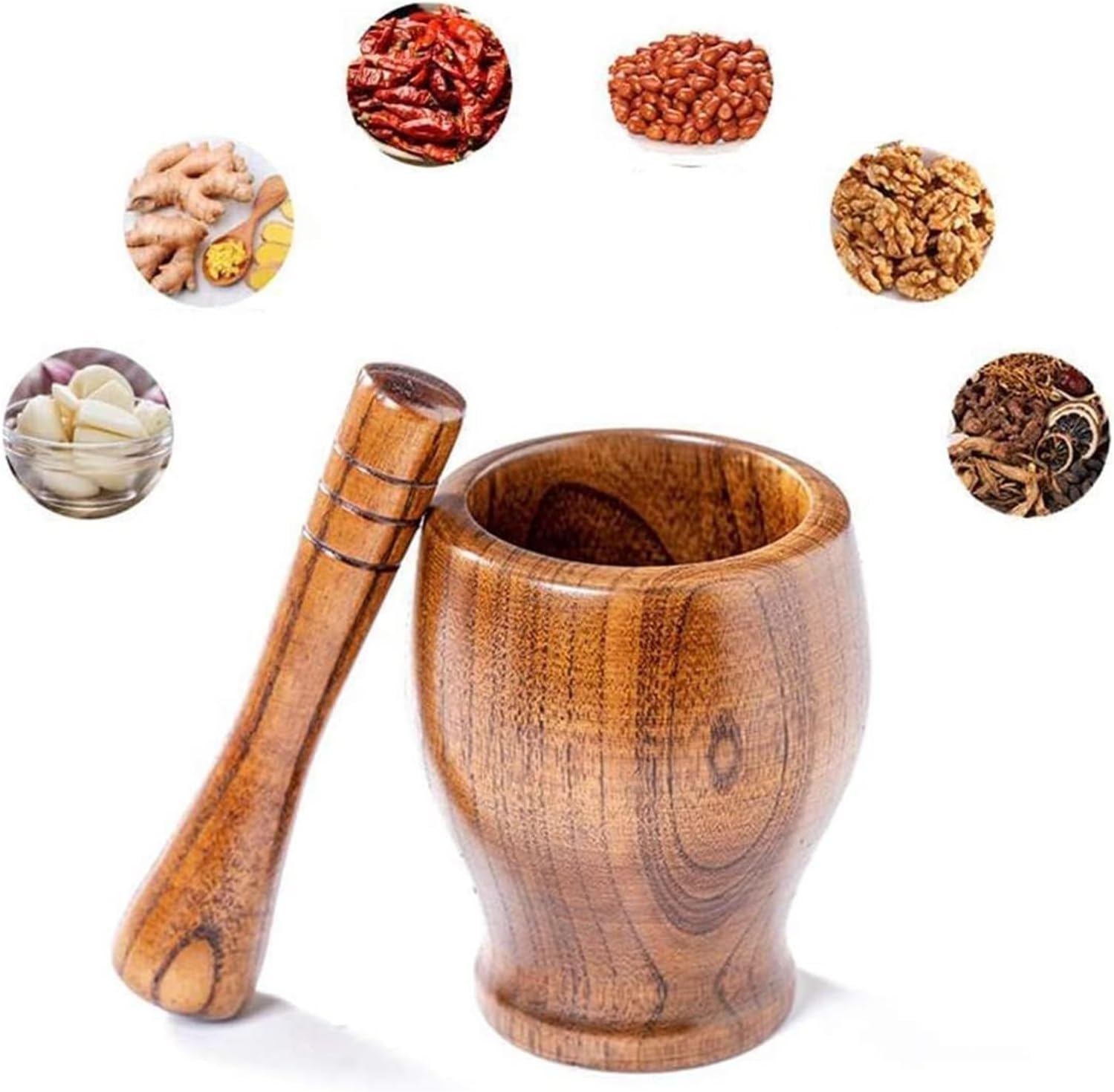 Crusher,Mortar and Pestle Set,Mortar and Pestle Mortar and Pestle Set Spice Stone Grinder Mortar Pestle Set Pestle and Mortar, Wood,Spice Mortar Made of Wood Grinding Cup Grinding