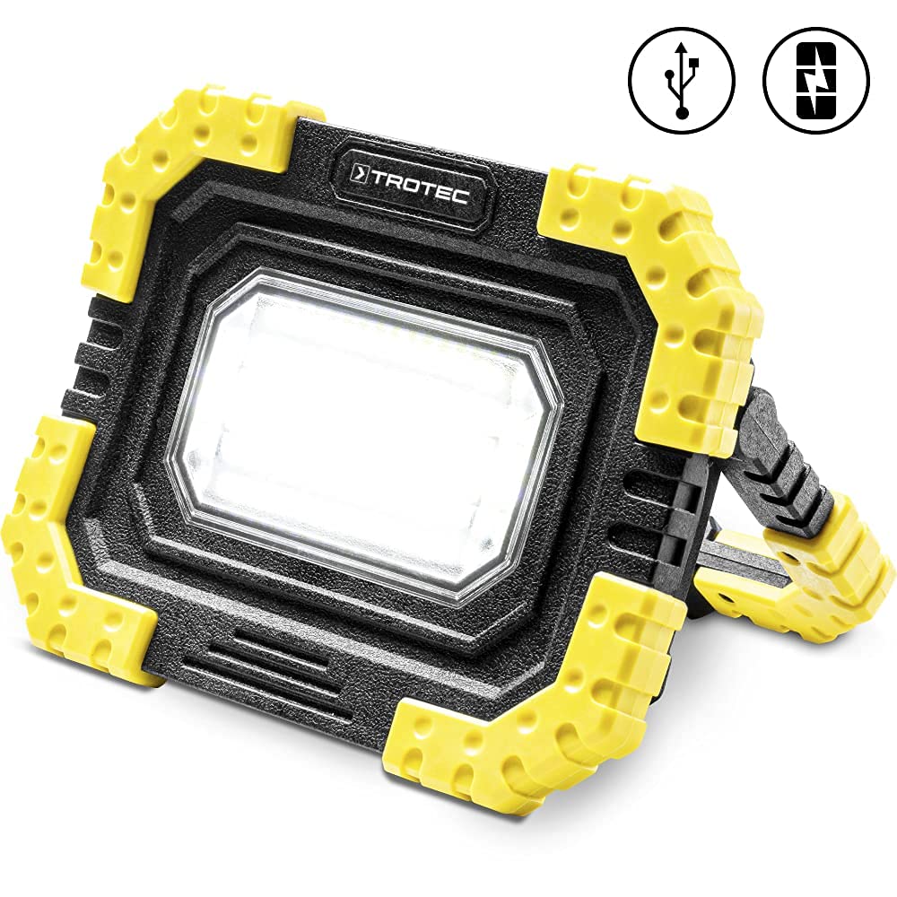 TROTEC Lámpara de Trabajo USB recargable PWLS 06-10, COB LED, 800 lm, 3 modos, Ajustable en 180º, Linterna de Trabajo