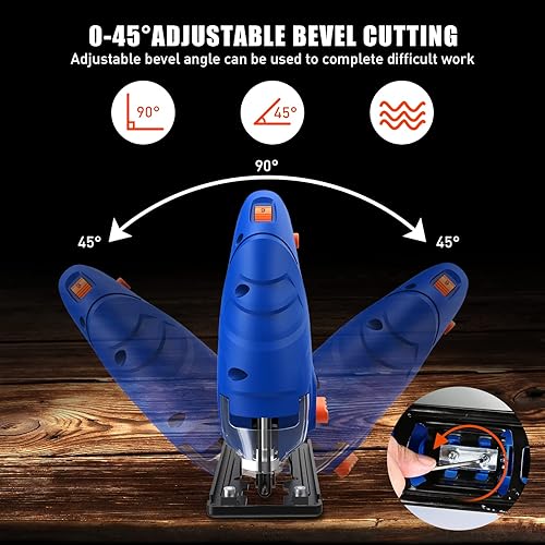 Miniatura 2 de SORAKO Sierra de calar, herramienta de sierra de calar de 5.0 amperios, cortador de energía eléctrica con cable, sierra de calar 800-3000 SPM, 6