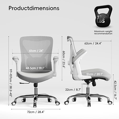 Miniatura 3 de Silla ergonómica de escritorio para oficina, para computadora, en forma de X, de malla de piel sintética con soporte lumbar ajustable, silla