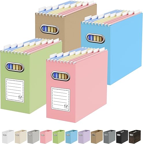 Vista 62 de Caja organizadora de archivos de cartón Oterri para carpetas de archivos colgantes tamaño carta, caja de archivos para escritorio de computadora