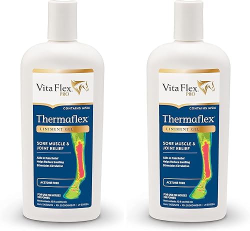 Vita Flex Thermaflex Liniment Gel para dolores musculares y alivio articular en caballos, 12 onzas líquidas (paquete de 2)