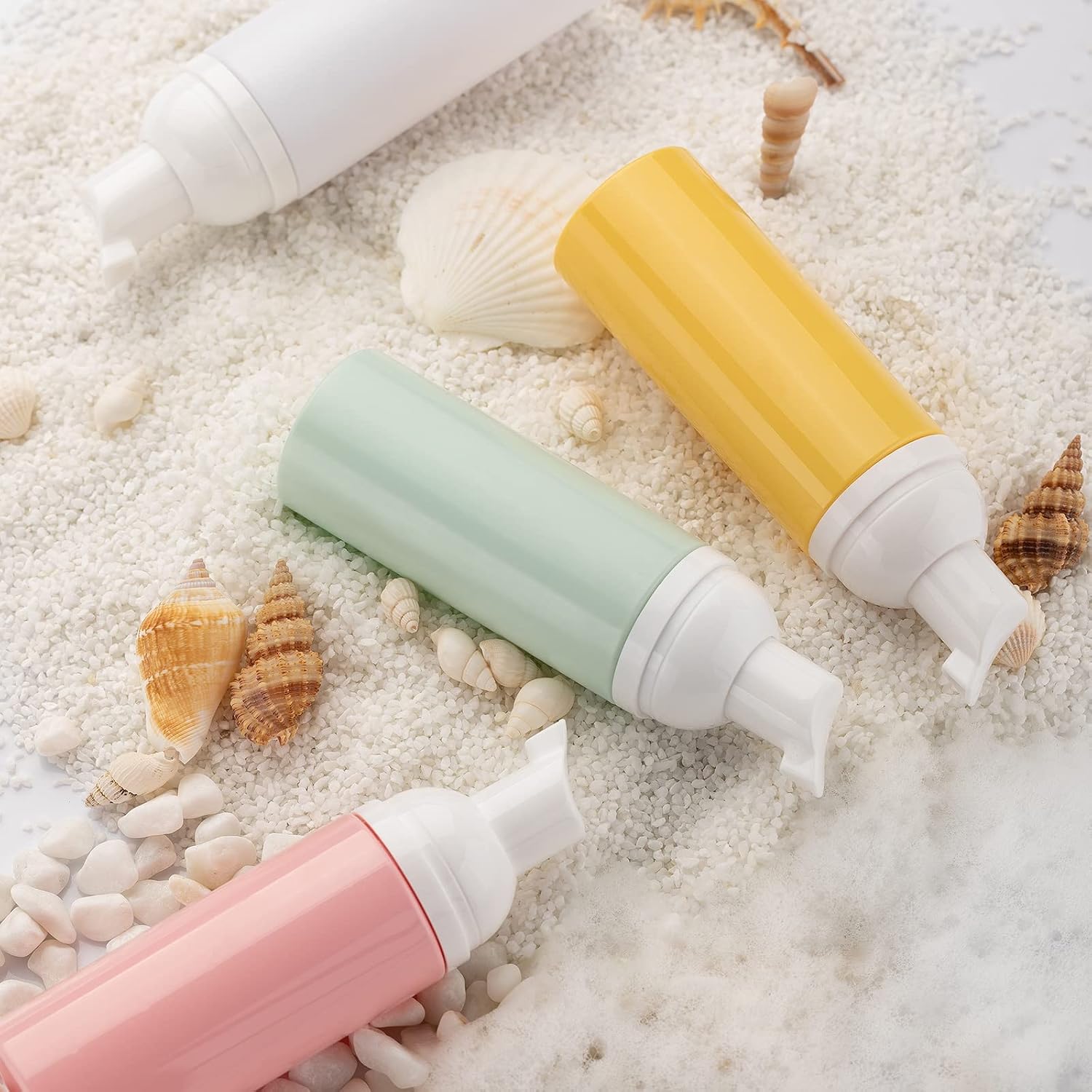 2 OZ Foam Bottle with Gold Pump, Empty Travel Foaming Dispensers for Soap, Shampoo (3pcs, Yellow)