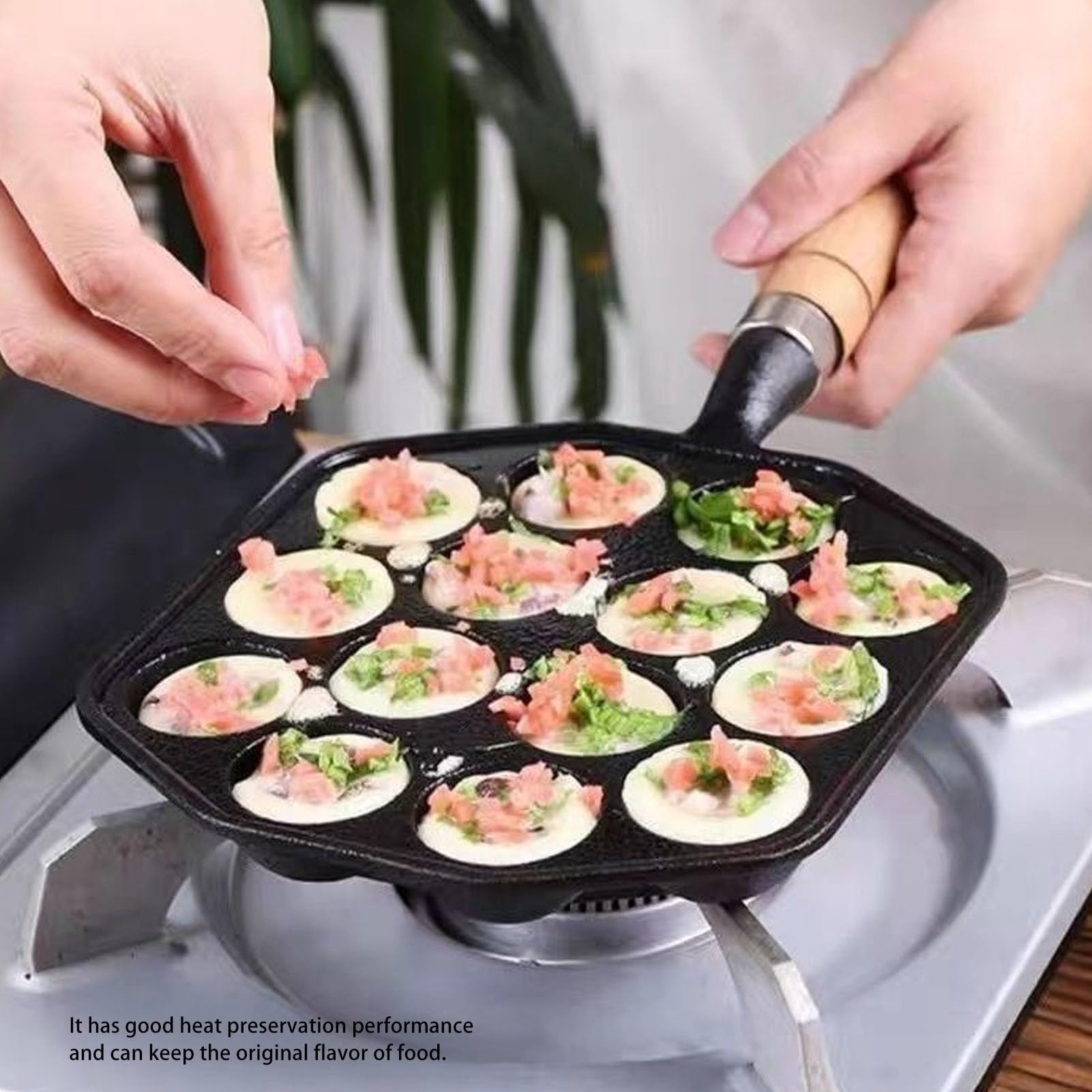 Ustensile Cuisine Plaque Takoyaki 7 Trous Anti-adhésive - Fonte Aluminium Pour Cuisinière Gaz Cuisson Boulettes Poulpe