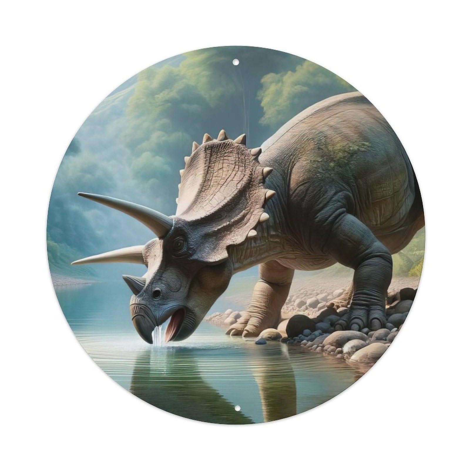 Dinosaur Drinking Triceratops Prehistoric Dinosaurs Metal Tin Sign