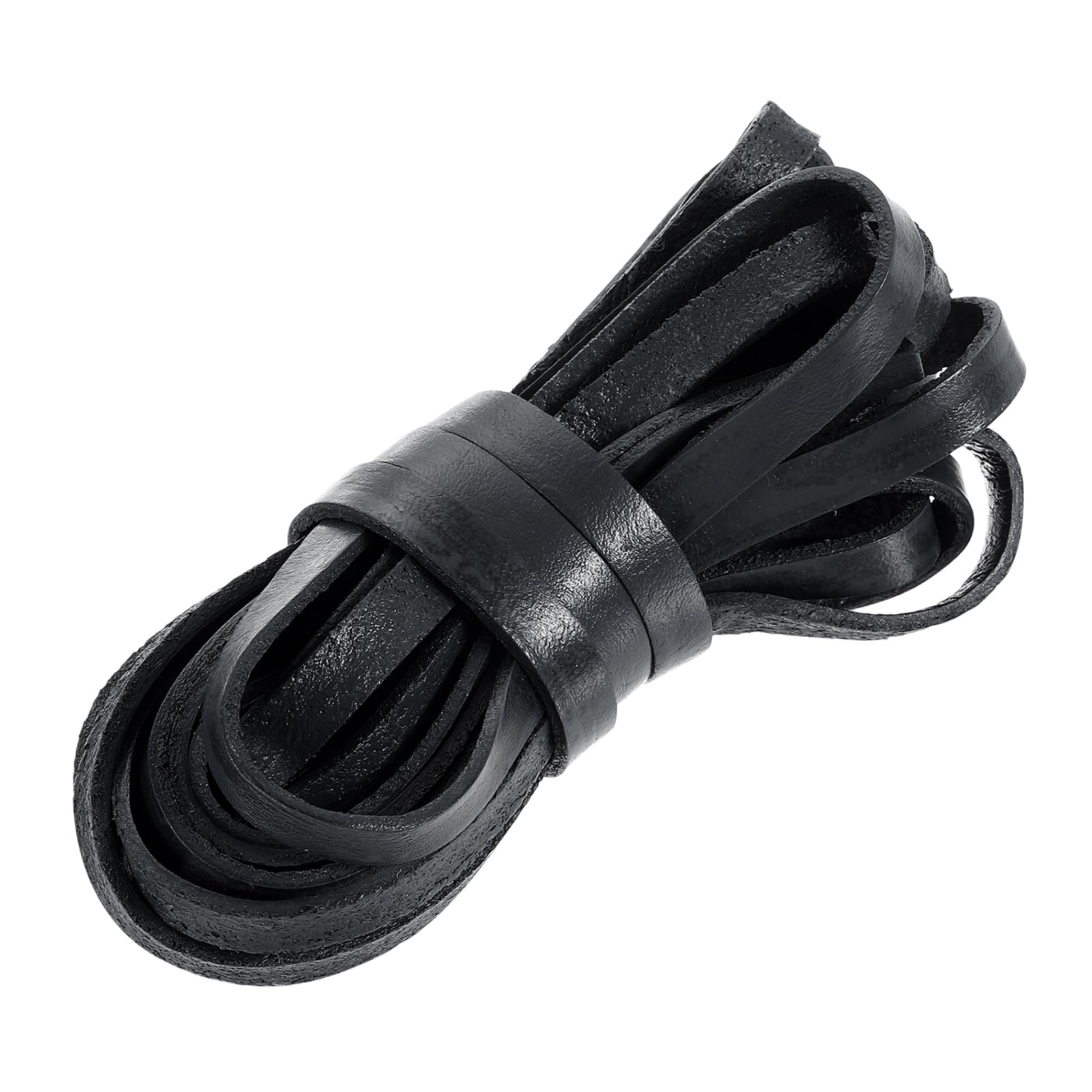 Cordón de cuero plano negro de 8 mm para reparar correas de bolsos y crear manualidades