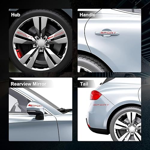 Miniatura 4 de Kewucn 14 calcomanías para automóvil, logotipo deportivo, calcomanías para la parte trasera del automóvil y calcomanías de espejo, rayas