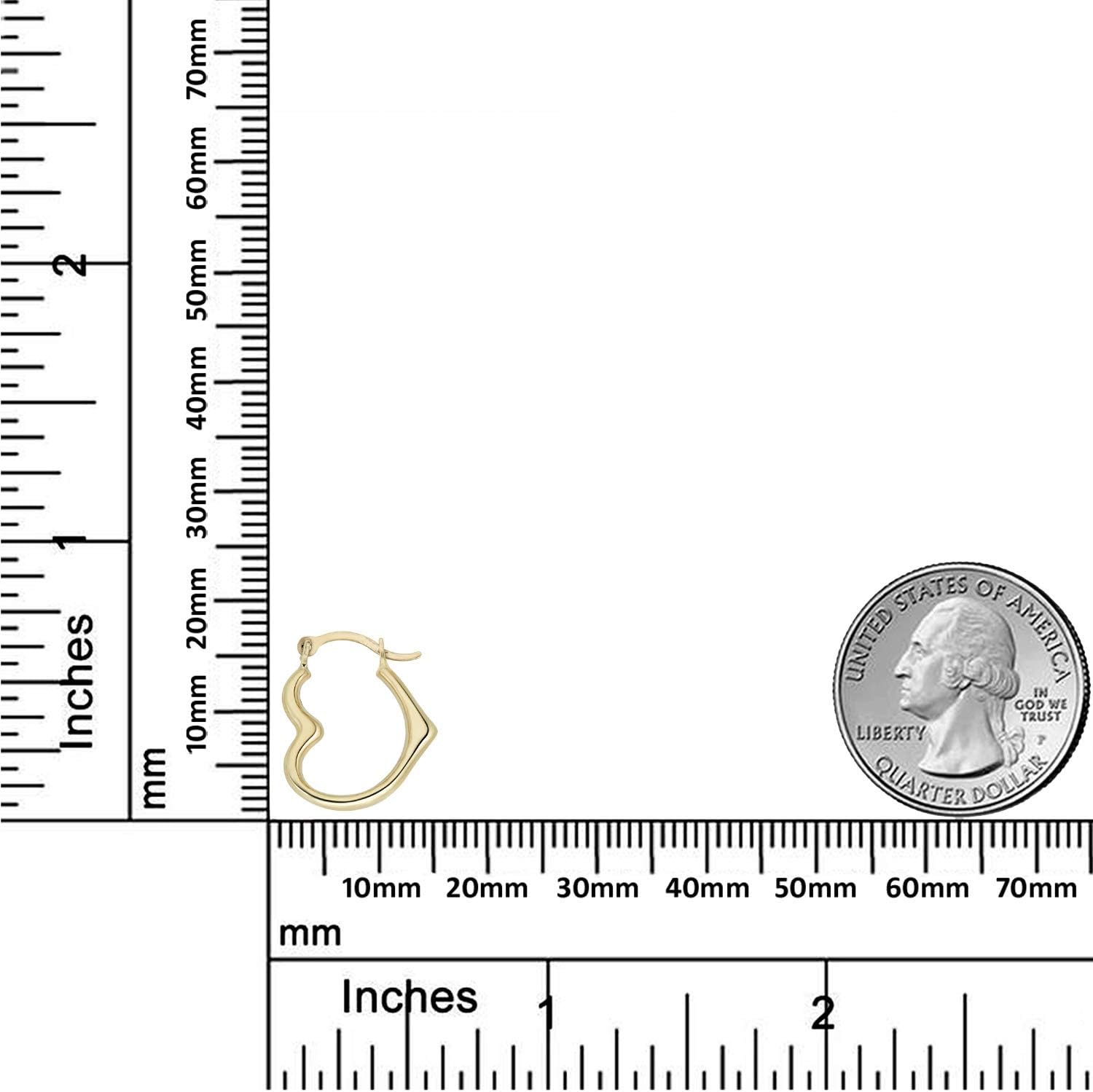 AVORA 10K Yellow Gold Open Heart Polished Hoop Earrings