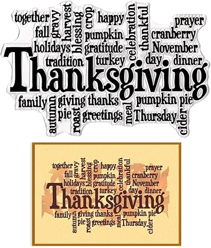 Sellos transparentes de Acción de Gracias para hacer tarjetas, palabras de agradecimiento, frases de fondo, sellos transparentes de silicona