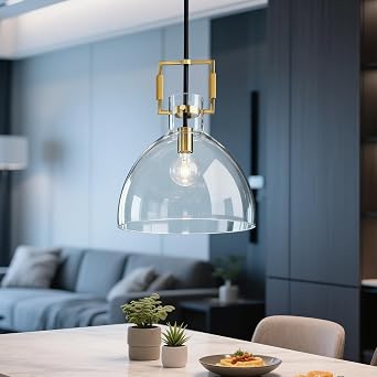 Edvivi 1-Light Oil Rubbed Bronze and Antique Gold Glass Bowl Pendant
