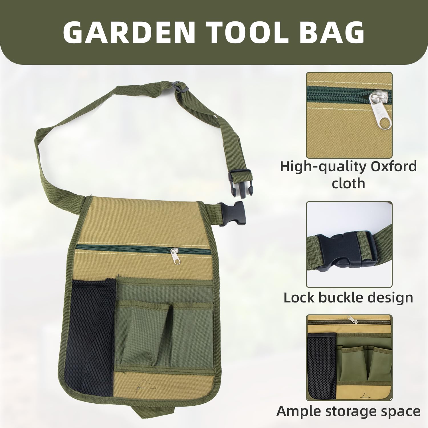 Cintura Porta Attrezzi,Marsupio Porta Attrezzi Compatta con 5 Tasche,Marsupio Elettricista Rimovibile e Regolabile,Marsupios da Lavoro per Elettricisti,Falegnami e Operai Edili（Verde)