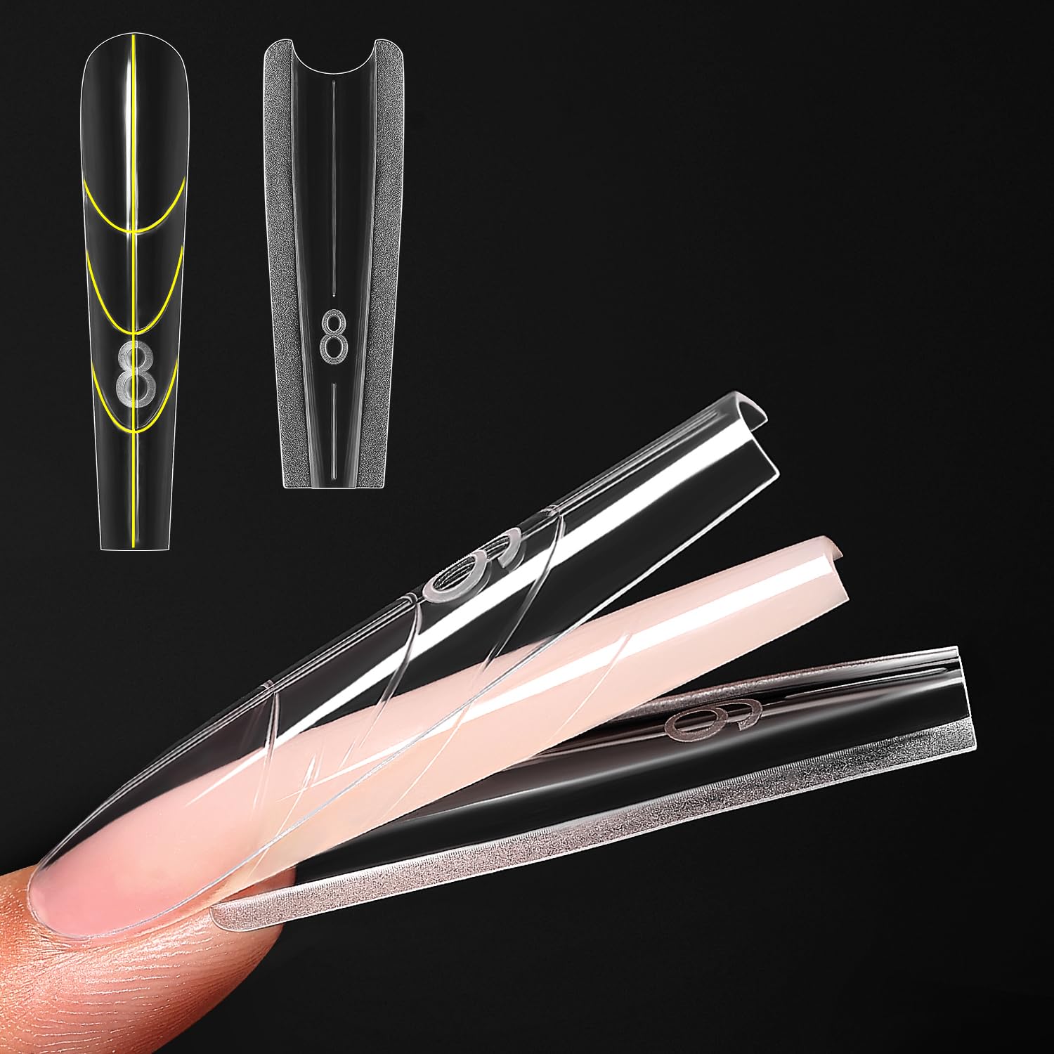 ZM-W555 Long Coffin Sandwich Nails - DIY Nail Extensions