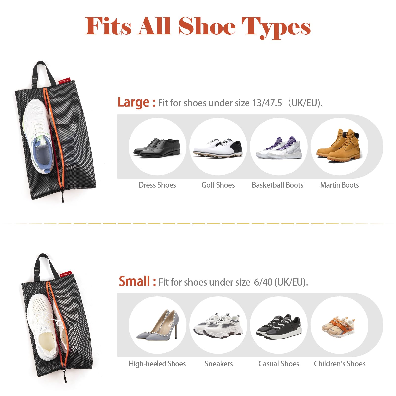 Reise Schuhbeutel, 2er-Set wasserdichte Schuhtasche mit Reißverschluss, Tragbare Schuhorganizer, Faltbare Schuhsack für Koffer, Sport, Männer und Frauen