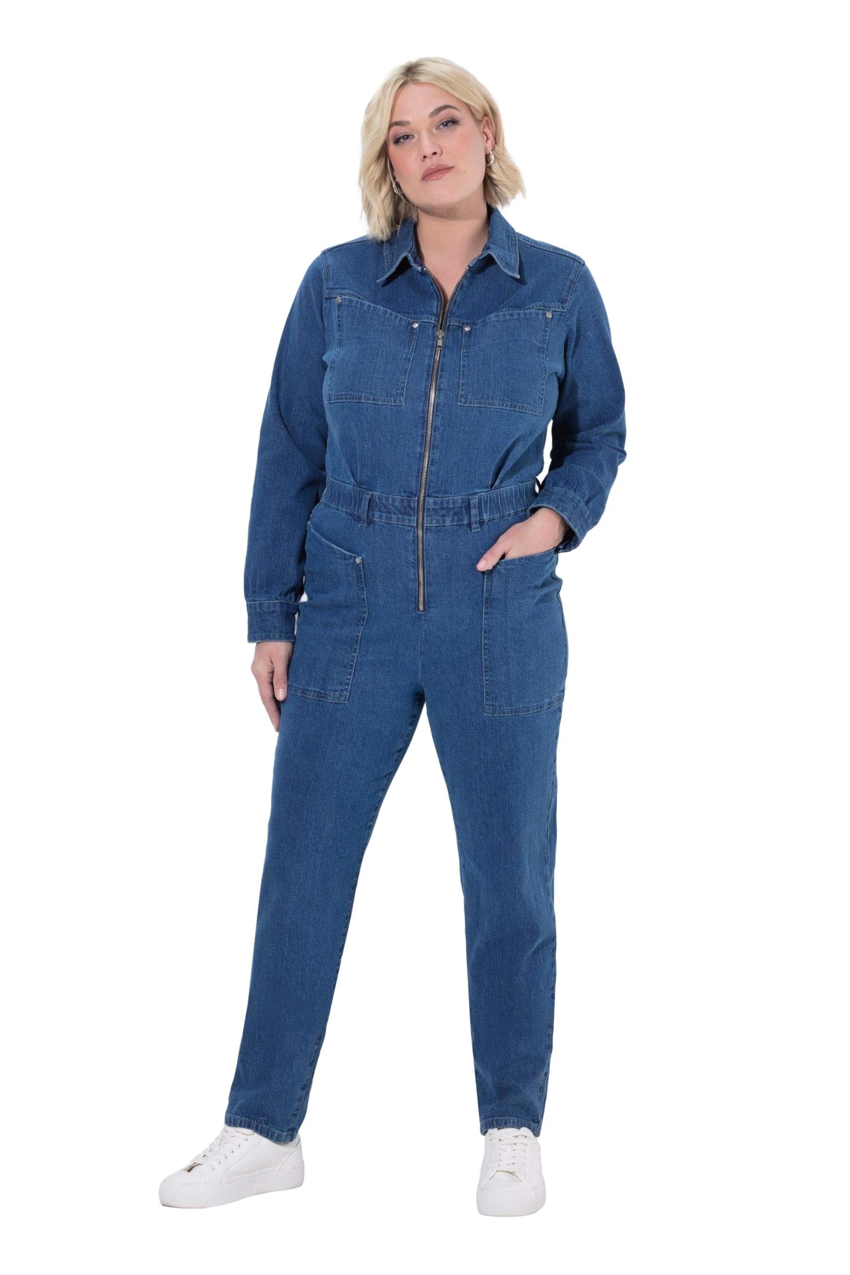 Ulla Popken Damen große Größen Übergrößen Plus Size Jeans-Jumpsuit 845462