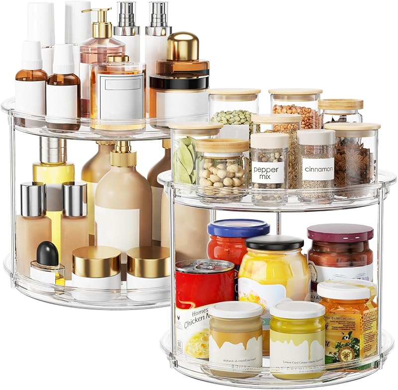 Organizador giratório LazySpin de 2 níveis com 2 unidades, 22,86 cm, transparente