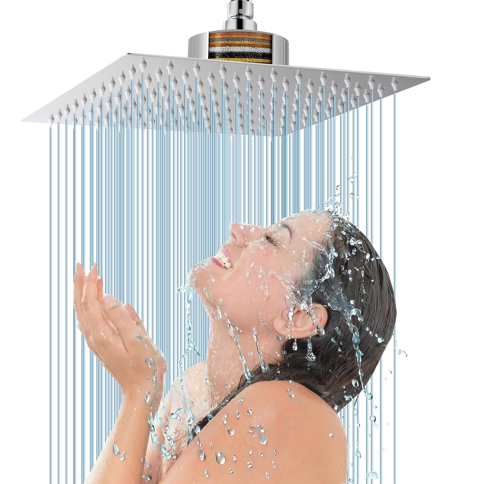 Rain Shower Head with Filter, Voolan Waterfall Filtered Showerhead