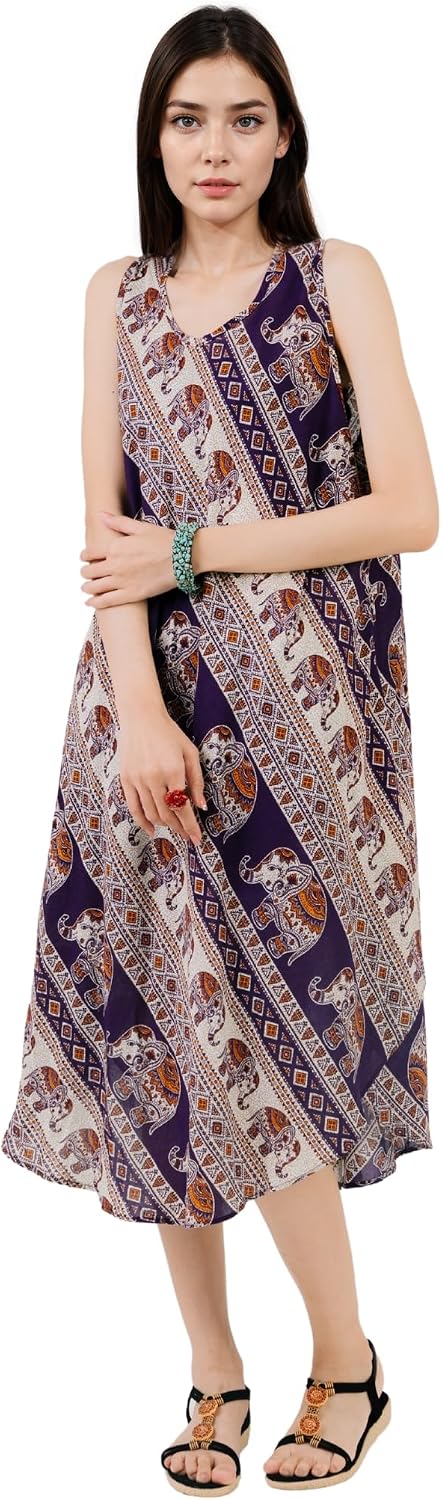 Your Cozy Women's Summer Dresses Elegant Midi Sleeveless Tank Beach Sun Dress for Casual and Formal Occasions