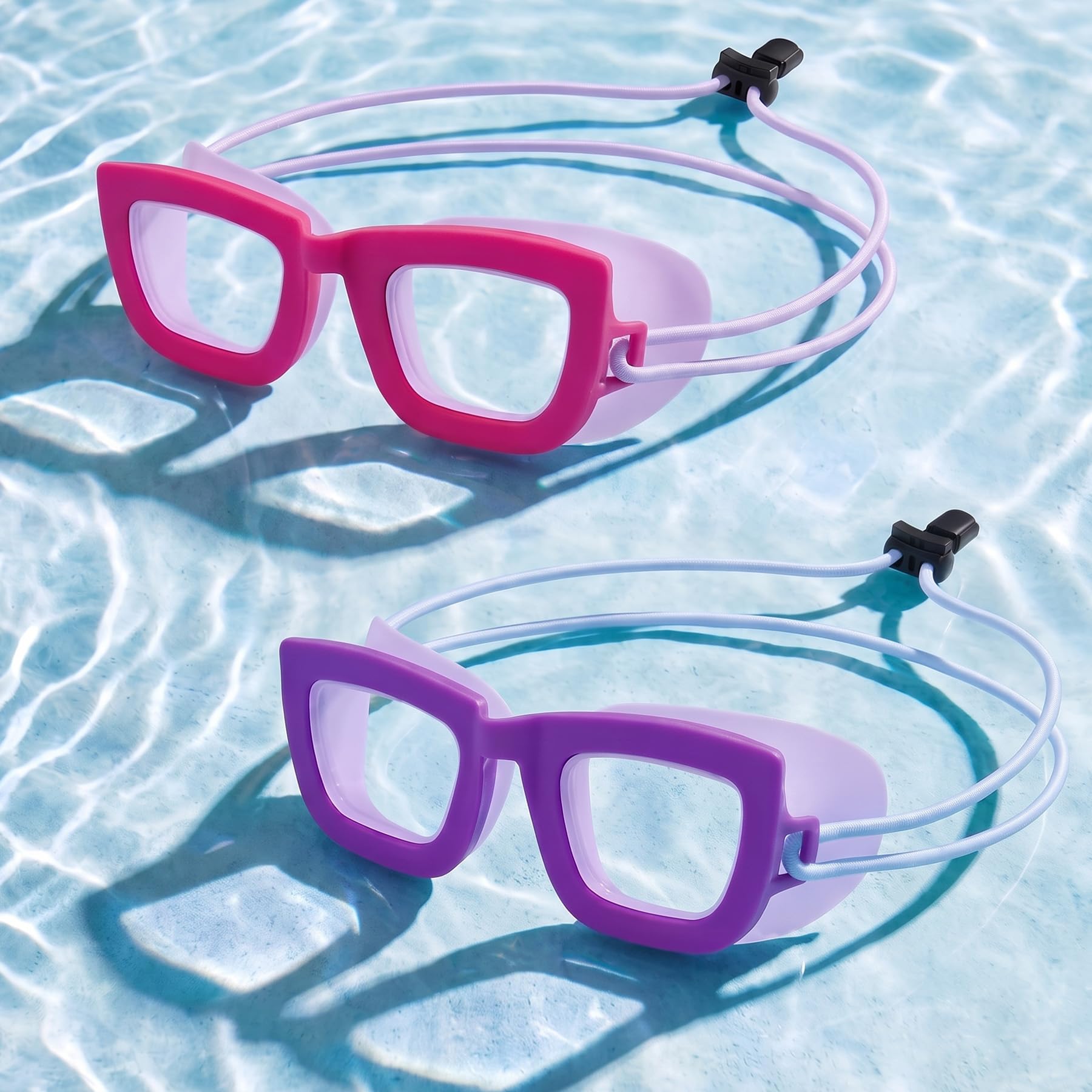 Vvinca Lot de 2 paires de lunettes de natation pour enfants avec sangle élastique, anti-buée/UV pour enfants de 3 à 10 ans
