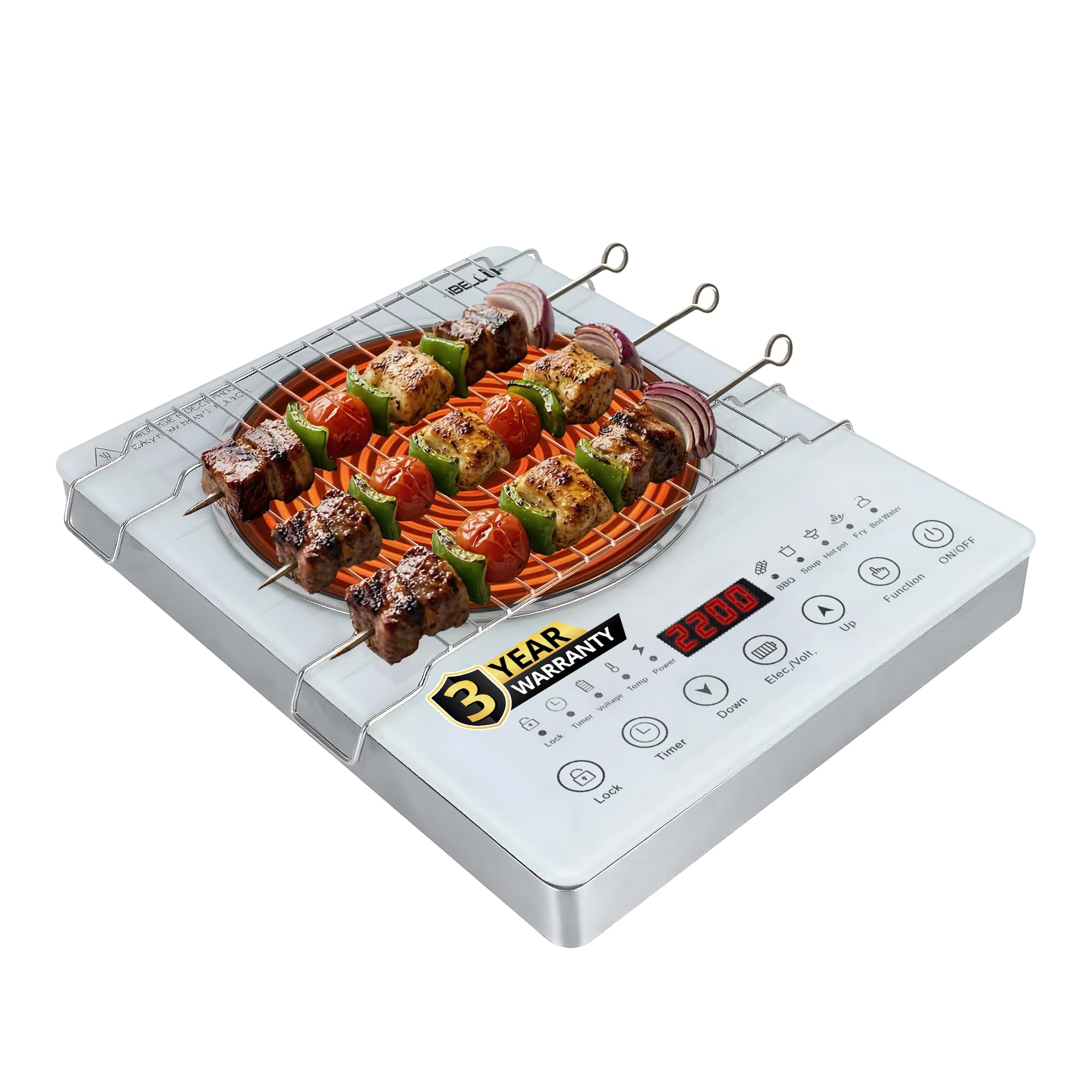 iBELL CLOUD390 2200W - Infrared Cooktop, 3-YEAR WARRANTY, Energy-Efficient Heating, Compatible with Steel, Aluminium, Ceramic & Glass Cookware, [White] discount deal