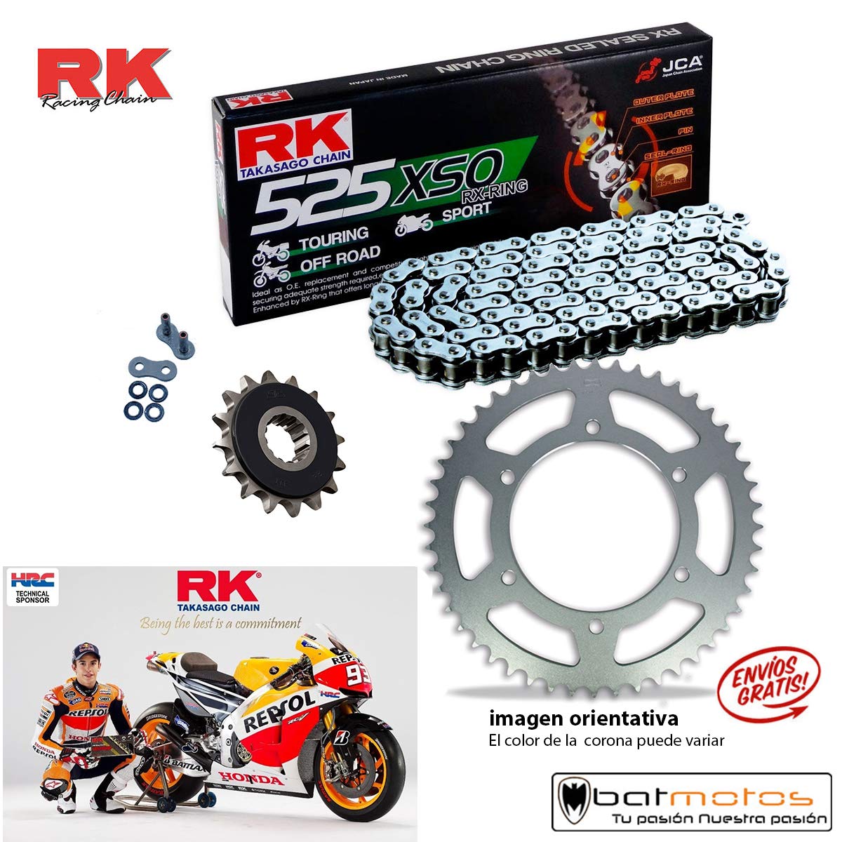 Kit de Transmision RK Compatible con KTM SUPER DUKE 990 2005-11 16/38-110