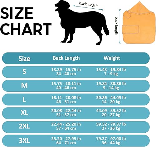 Miniatura 4 de Avont Albornoz para perros  Toalla de secado de mascotas súper absorbente para después del baño, ducha, natación, paseo húmedo para cachorros, color