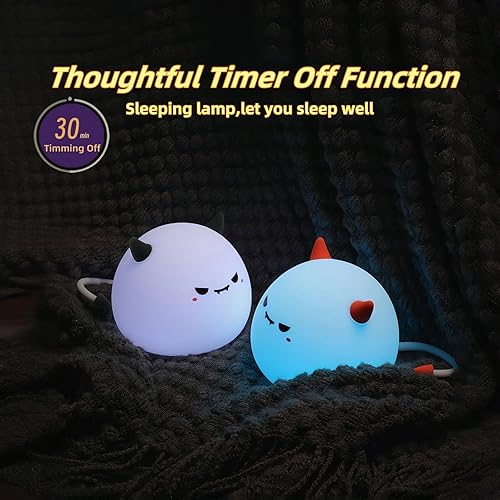 Miniatura 4 de Linda luz nocturna de monstruo para niños, linda lámpara de monstruo de silicona suave, 3 niveles, regulable, cambiante, recargable, para lactancia,