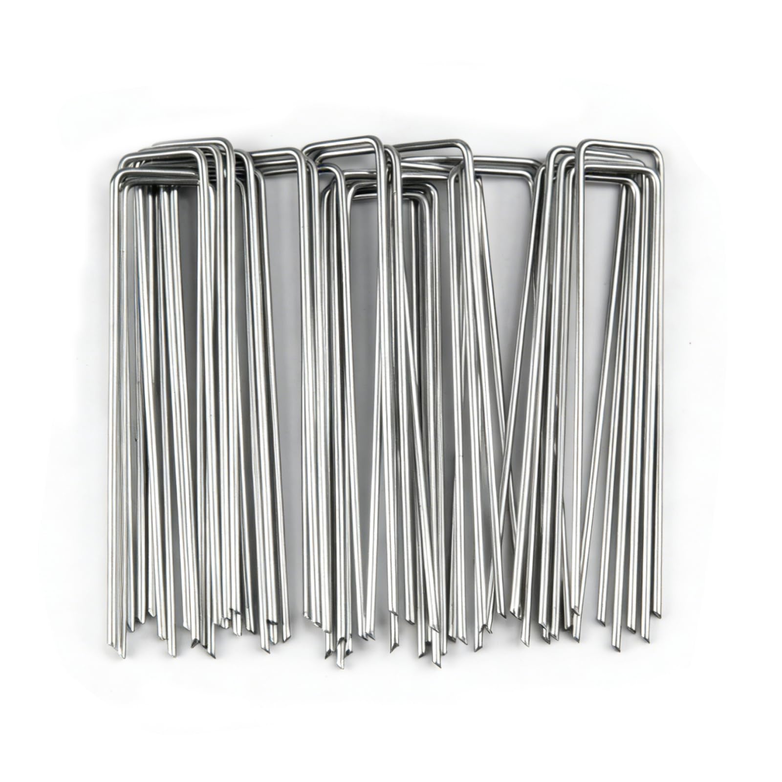 30 Pcs Tent Pegs Metal Heavy Duty Garden Pegs, 5.9 Inch Weed Membrane Pegsset, Ground Pegsset, Galvanized U-Shaped Ground Stakes Pins for Fixing Landscape Weed Membrane Fabric(Silver)