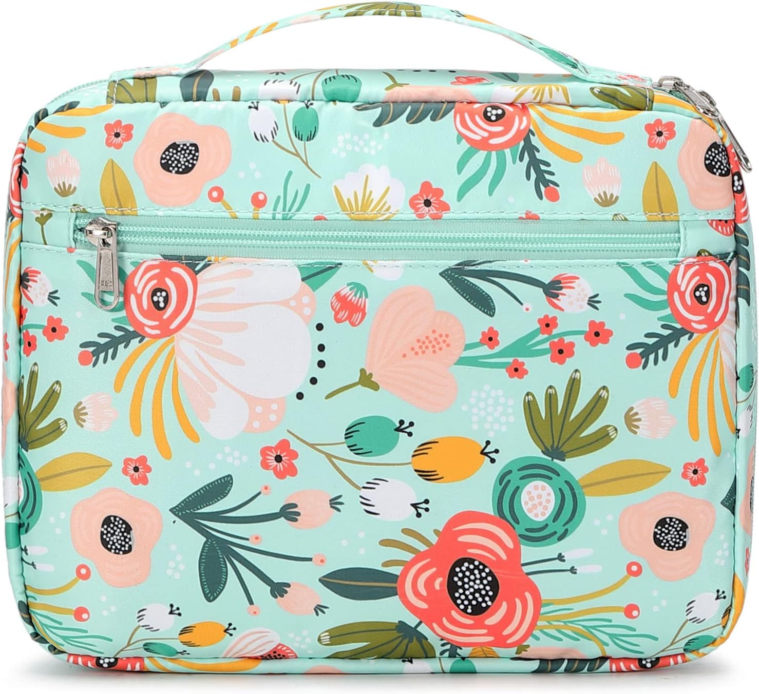 DIVERSEBEE Floral Bible Case With Handles - Multi-Compartment Protective Cover For Books & Tablets