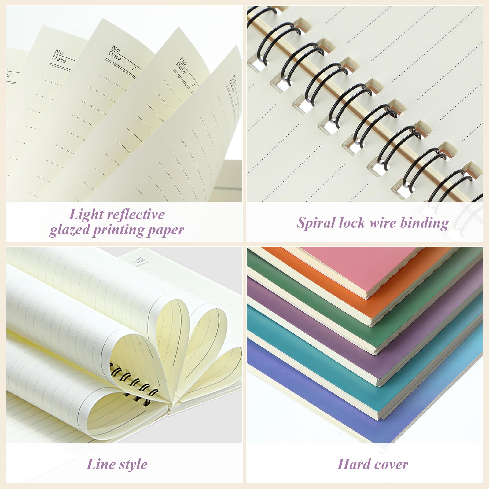 Leelosp 12 piccoli quaderni a spirale a righe, per università, rilegati a spirale, copertina in carta kraft, 120 pagine per lavoro (colori sfumati, 12,7 x 17,8 cm)