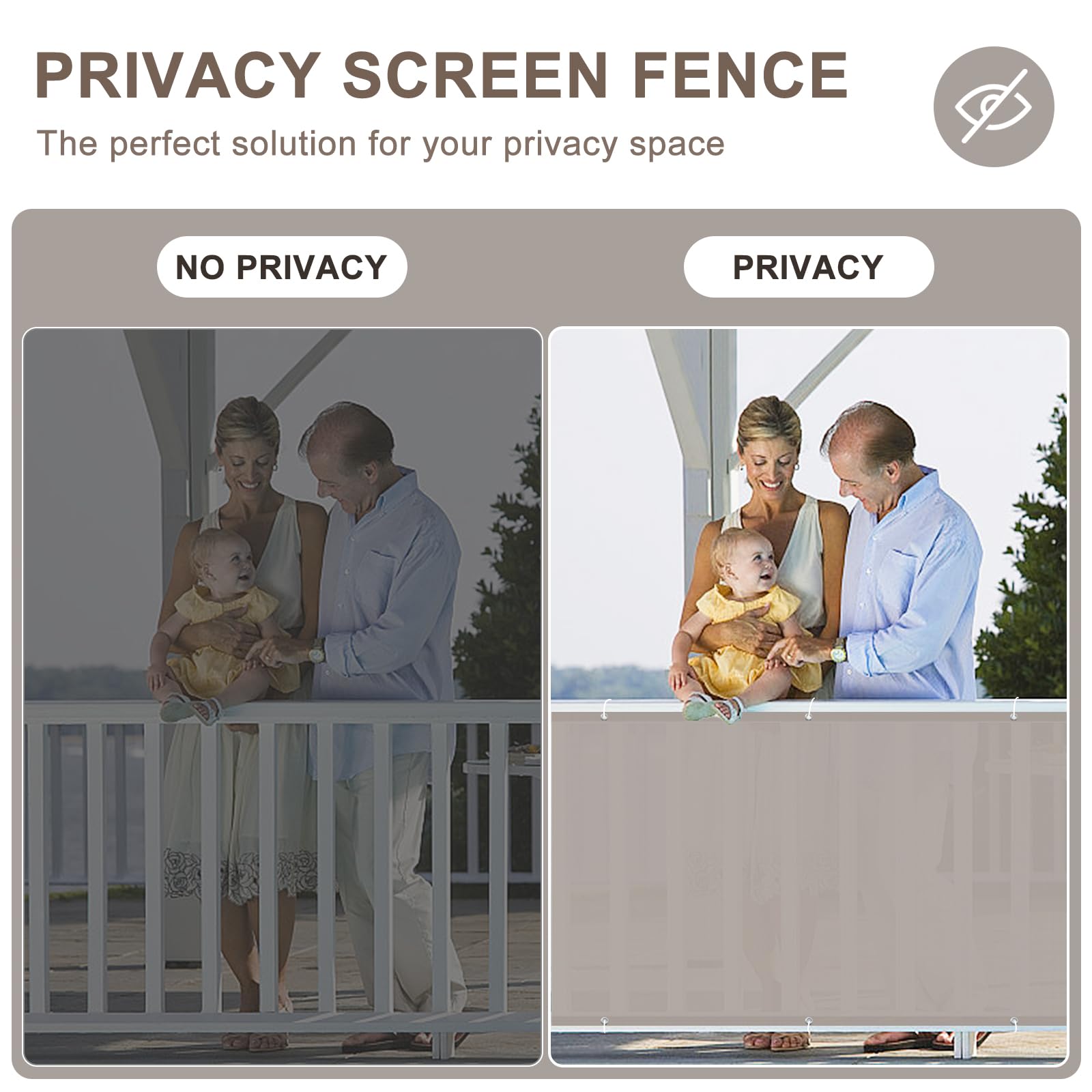 HENG FENG Balcony Privacy Screen 0.9x3m, Screen Fence Cover (HDPE), 95% UV Protection for Deck Patio, Backyard, Outdoor Pool - Image 4