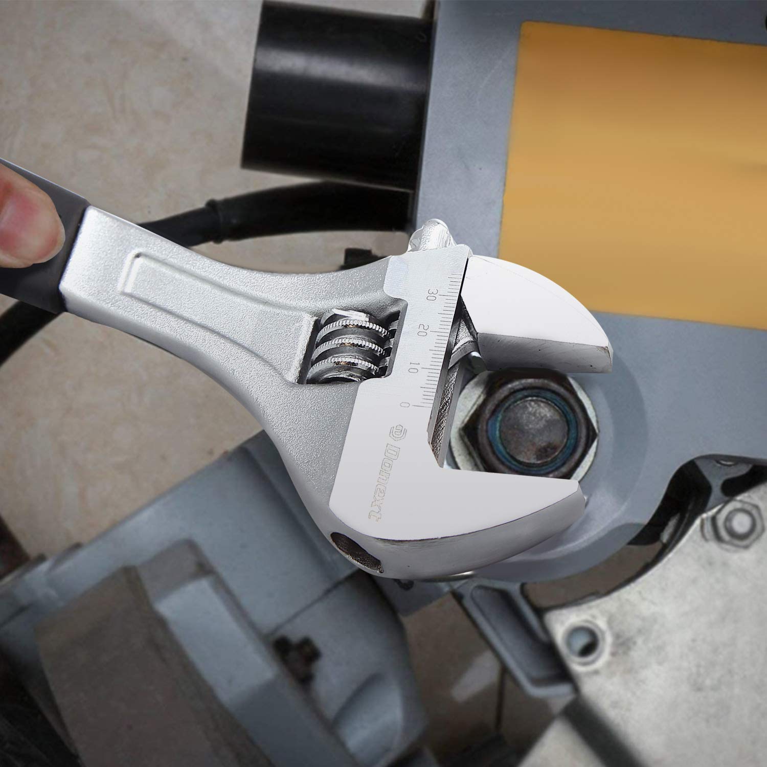 Llave de mano ajustable (12 pulgadas, herramienta profesional, mango de goma, acero CR-V, llave creciente, Herramientas Bricolaje