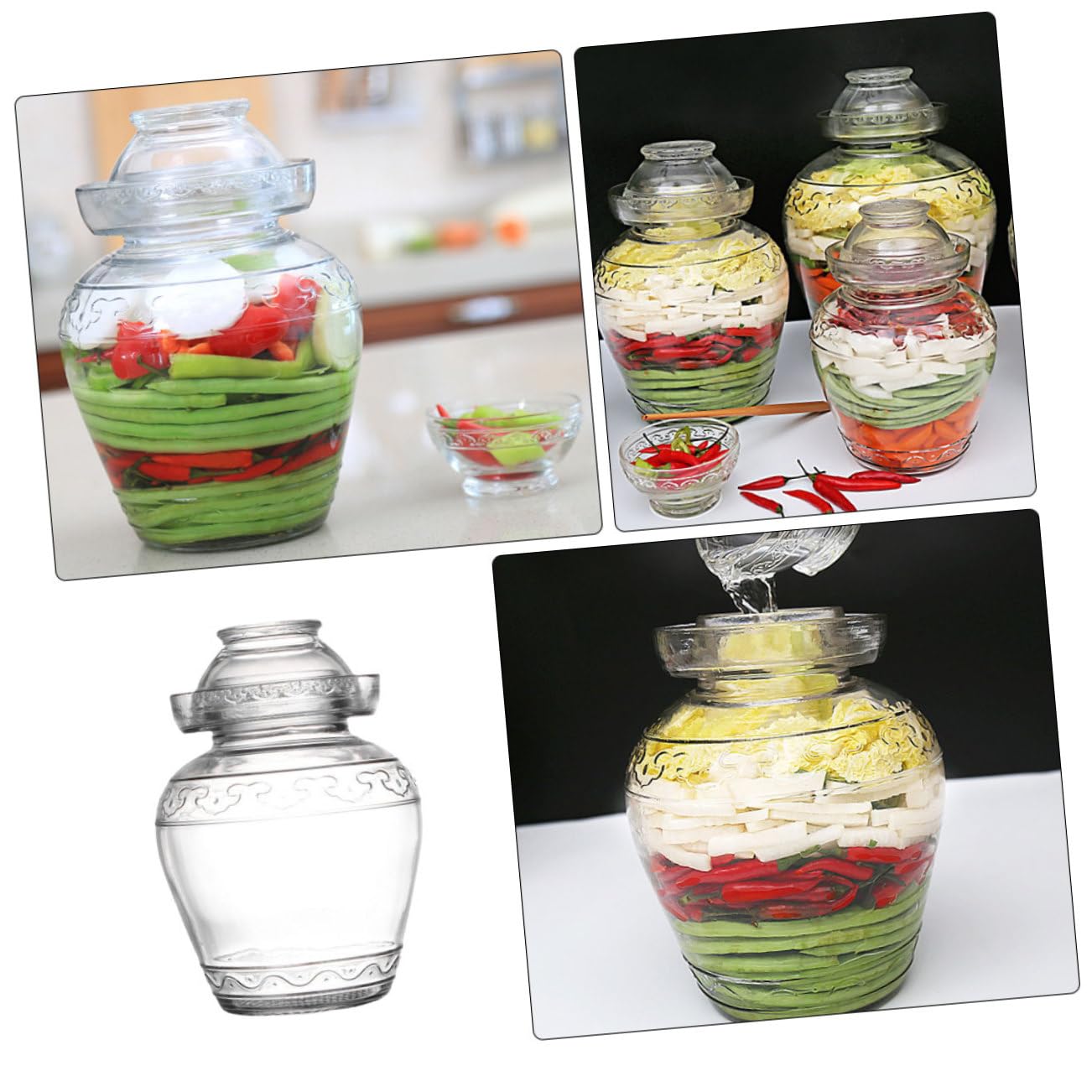 Mehrzweck Gärgefäß aus Glas 2,5l mit Dichtfunktion und Praktischem Design für Fermentation von Gemüse und Pickles im Haushalt