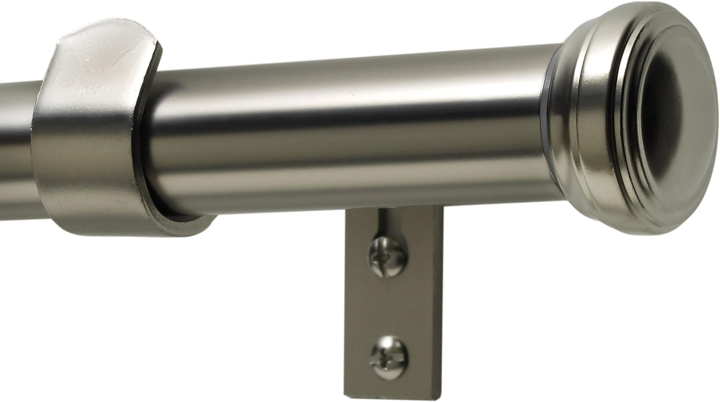 Kenney Fluted End Cap 1" Premium Decorative Window Curtain Rod, Satin Nickel, 36-66"