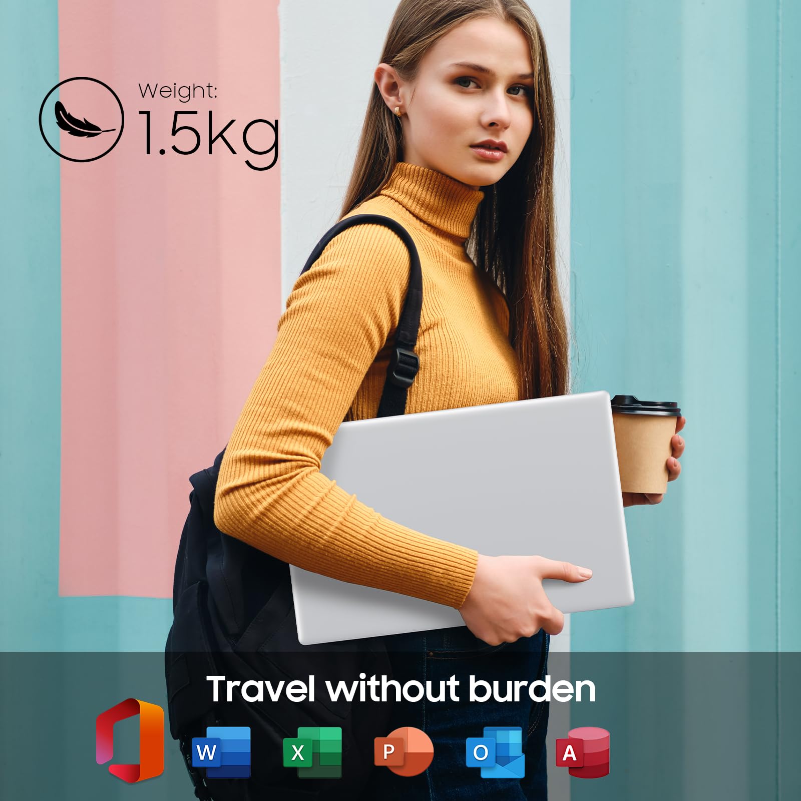 EYY 15.6" Laptop Computer, Laptops with 8GB RAM 256GB SSD, 100% sRGB Screen, Celeron N4000 Processor(up to 2.6GHz) Notebook, Dual Band WiFi丨BT 4.2丨HDMI丨Long Battery Life