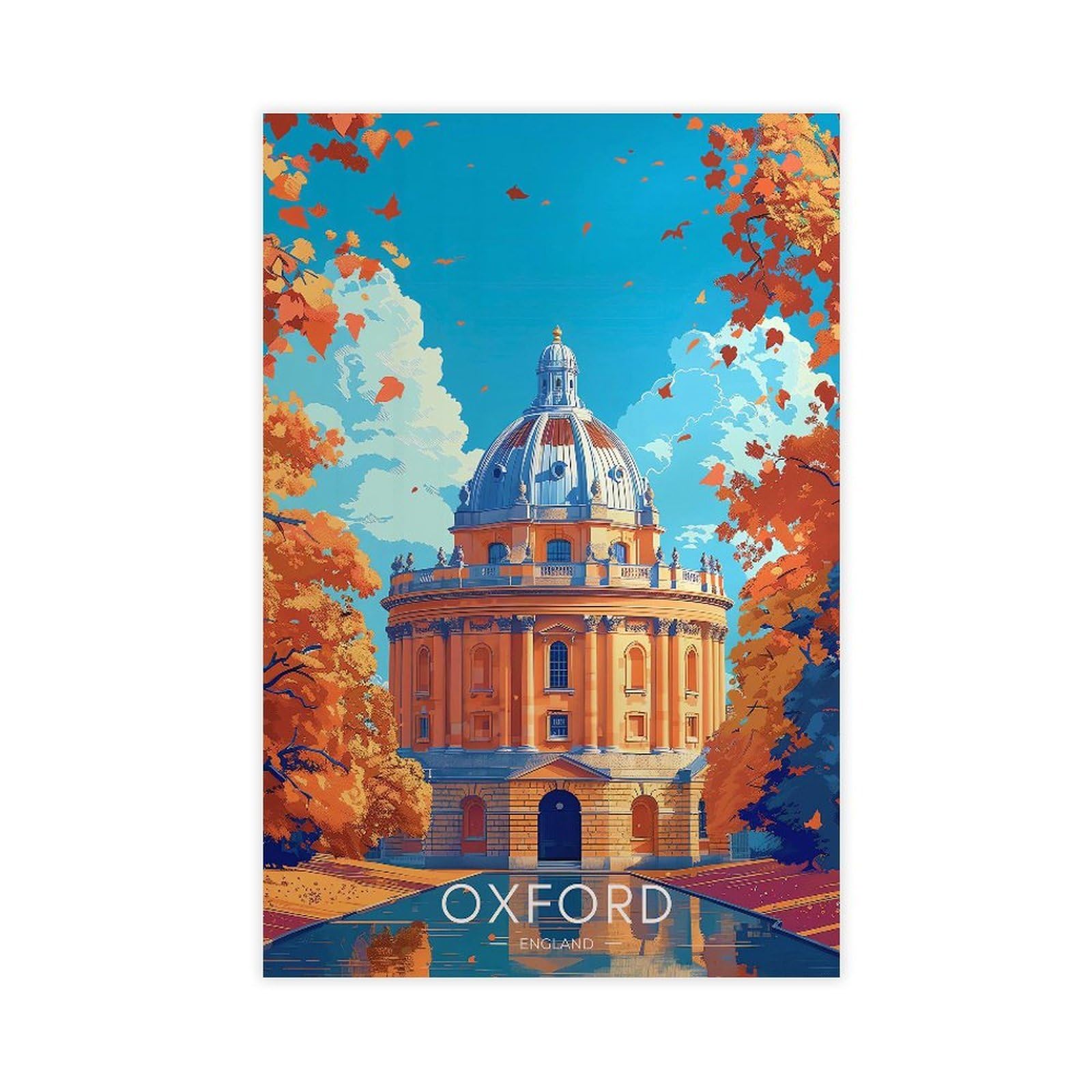 QNVJQKDSI Oxford Travel Vintage Canvas Poster Bedroom Decor Landscape Office Room Decor Gift 20" L X 30" W