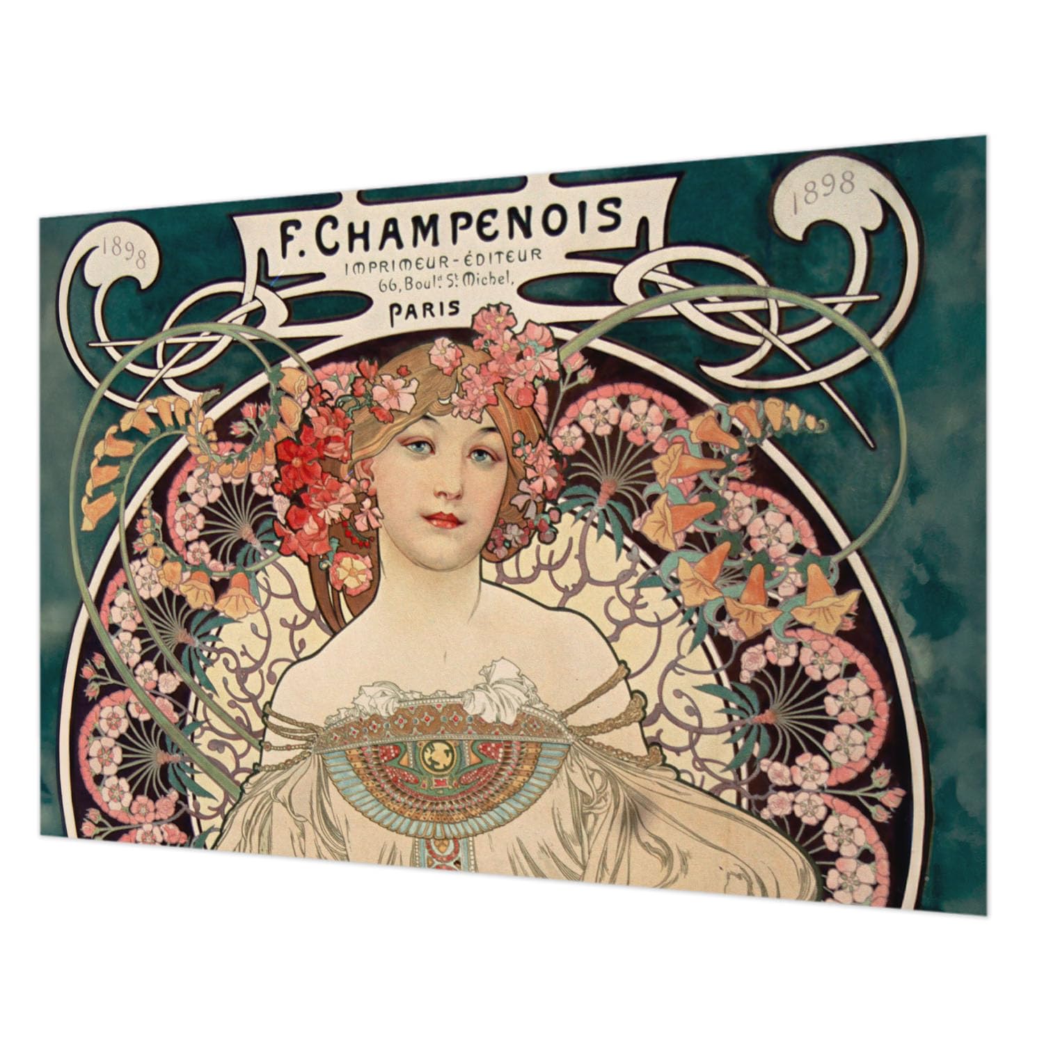 Papier peint intissé 312x219 cm symétrie florale haut de gamme pour salon et chambre
