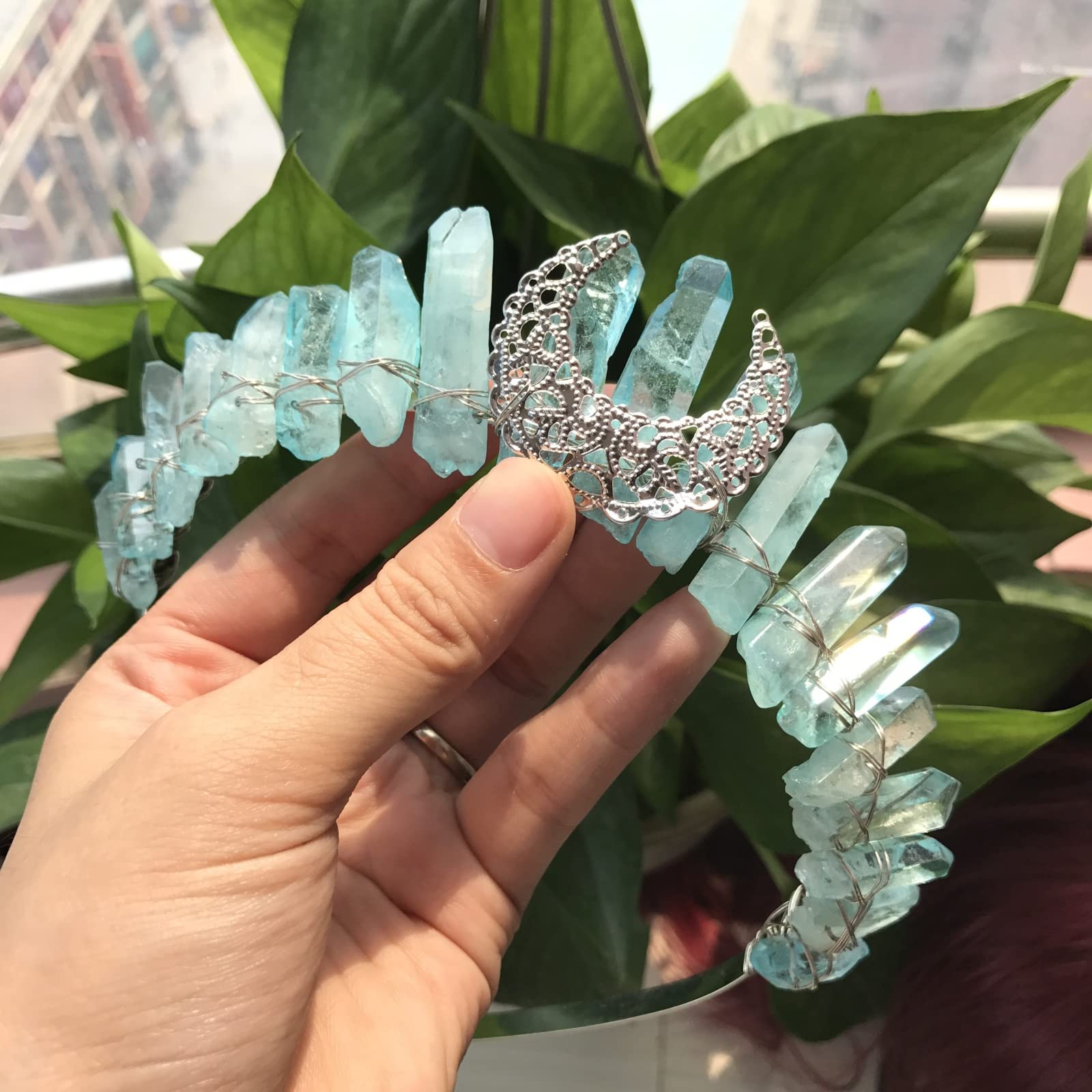 Raw Crystal crown/tiara Handmade Raw Crystal Quartz Moon Crown for Women - Halloween  main image 4