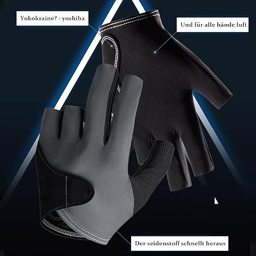 Miniatura 8 de Guantes de billar, guantes deportivos de Snooker Cue con diseño antideslizante, de secado rápido, transpirables, guantes de billar de 3 dedos,