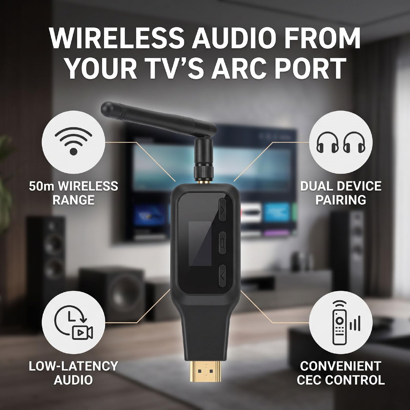 Topiky Transmisor HDMI ARC a Bluetooth, Adaptador de Audio de TV para Altavoces de Auriculares Inalámbricos, Extractor de Audio HDMI ARC