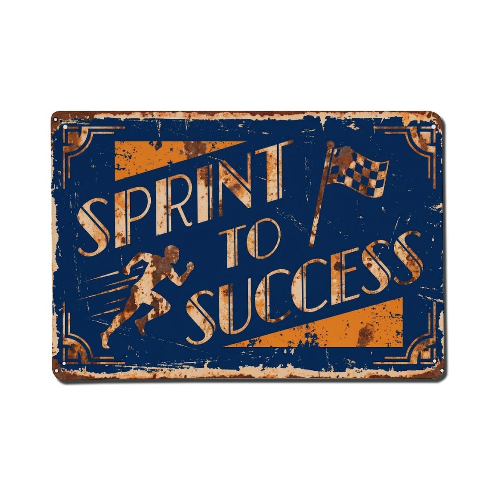 Sprint to Success Race Retro Motivational Slogans Vintage Metal Tin Sign Wall Decor for Cafe, Club, Garden Metal Poster 8x12Inch
