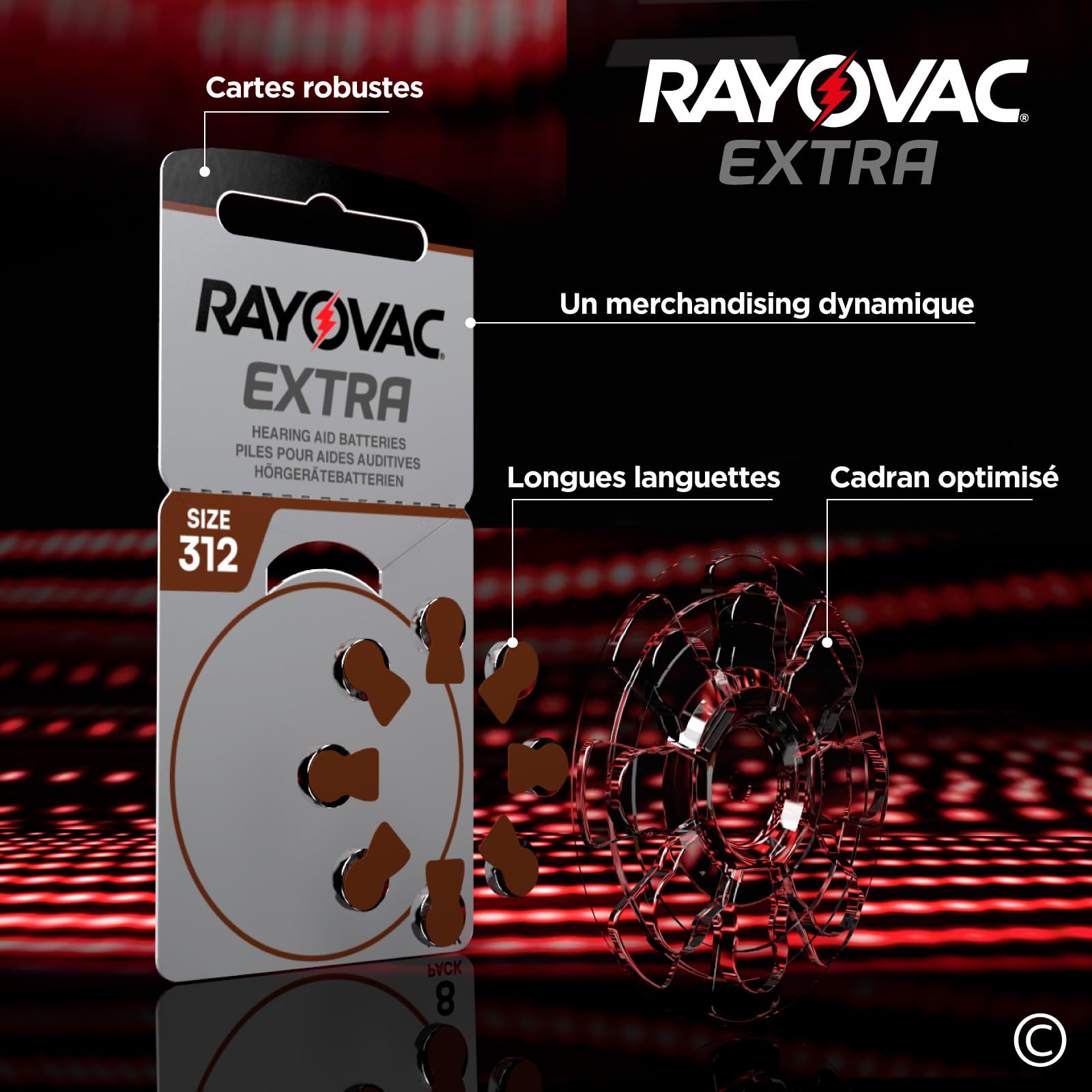 120 Piles Rayovac pour appareils auditifs 312 PR41 Marron + 8 Piles Udivita