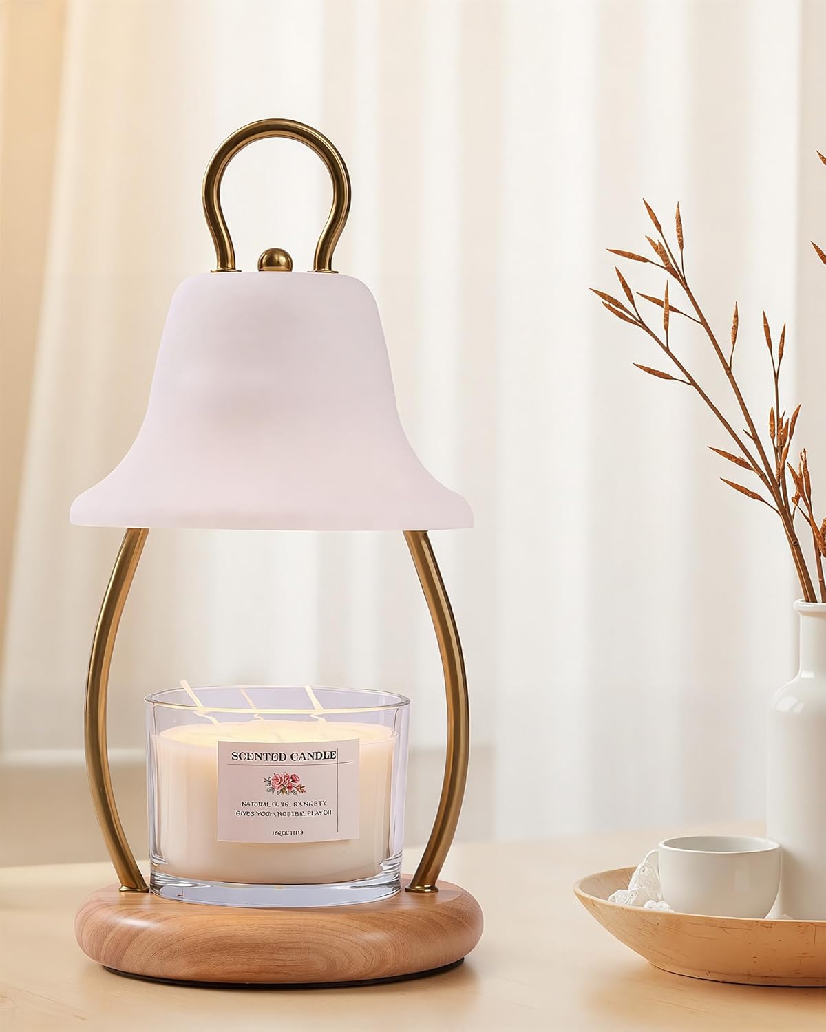Candle Warmer Lamp with Timer & Dimmer - Electric Candle Light Warmer for Jar Candles, Adjustable Brightness, 2 Replacement Bulbs Included (Black)