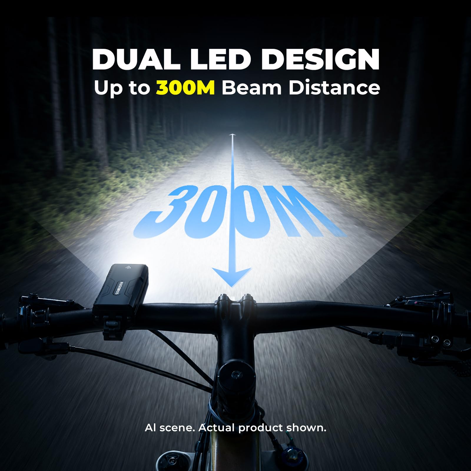 ROCKBROS Éclairage Avant Vélo 850 Lumens - Autonomie 74h | Lampe LED Étanche IPX6 avec 6 Modes, Rechargeable Micro-USB, Batterie 10000mAh pour Route, VTT, Urbain