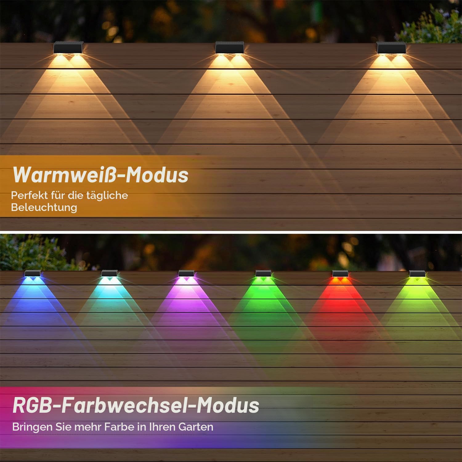 ELLASAY Solar Wandleuchte Außen Garten IP65 Wasserdicht 8 Stück mit Linse