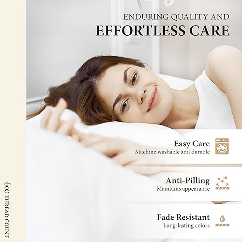 Miniatura 6 de Ashton Sheets Funda de edredón de algodón egipcio tamaño King, funda de edredón de algodón egipcio de 600 hilos, tejido de satén suave, cierre de