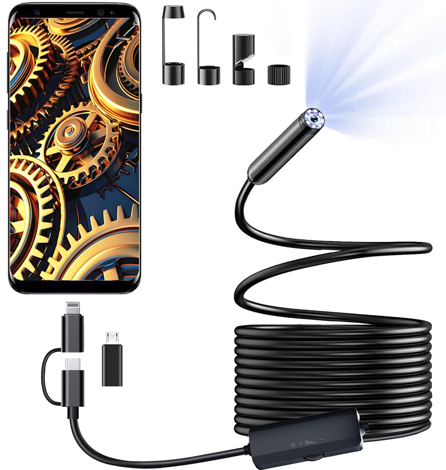 Amazon.co.jp: 5mm極細ファイバースコープ 内視鏡カメラ 350万画素防水