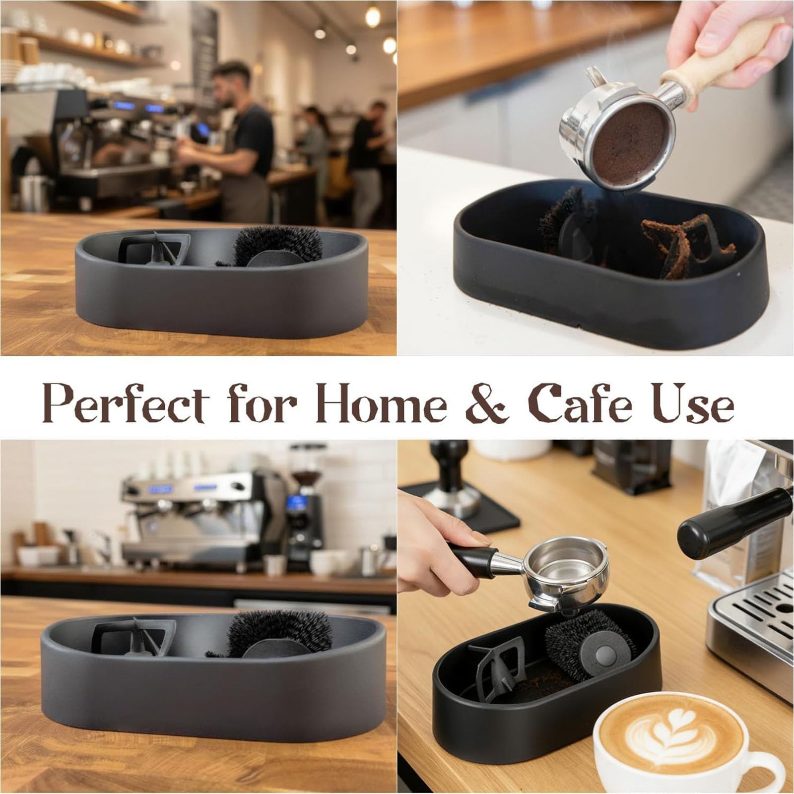 Kit de Limpieza de portafiltro de café, Soporte de Limpieza de Espresso Premium, Cepillo de Limpieza Profunda y Bandeja antiderrames, Limpiador automático de portafiltro para 51/53/58 mm (2pcs)