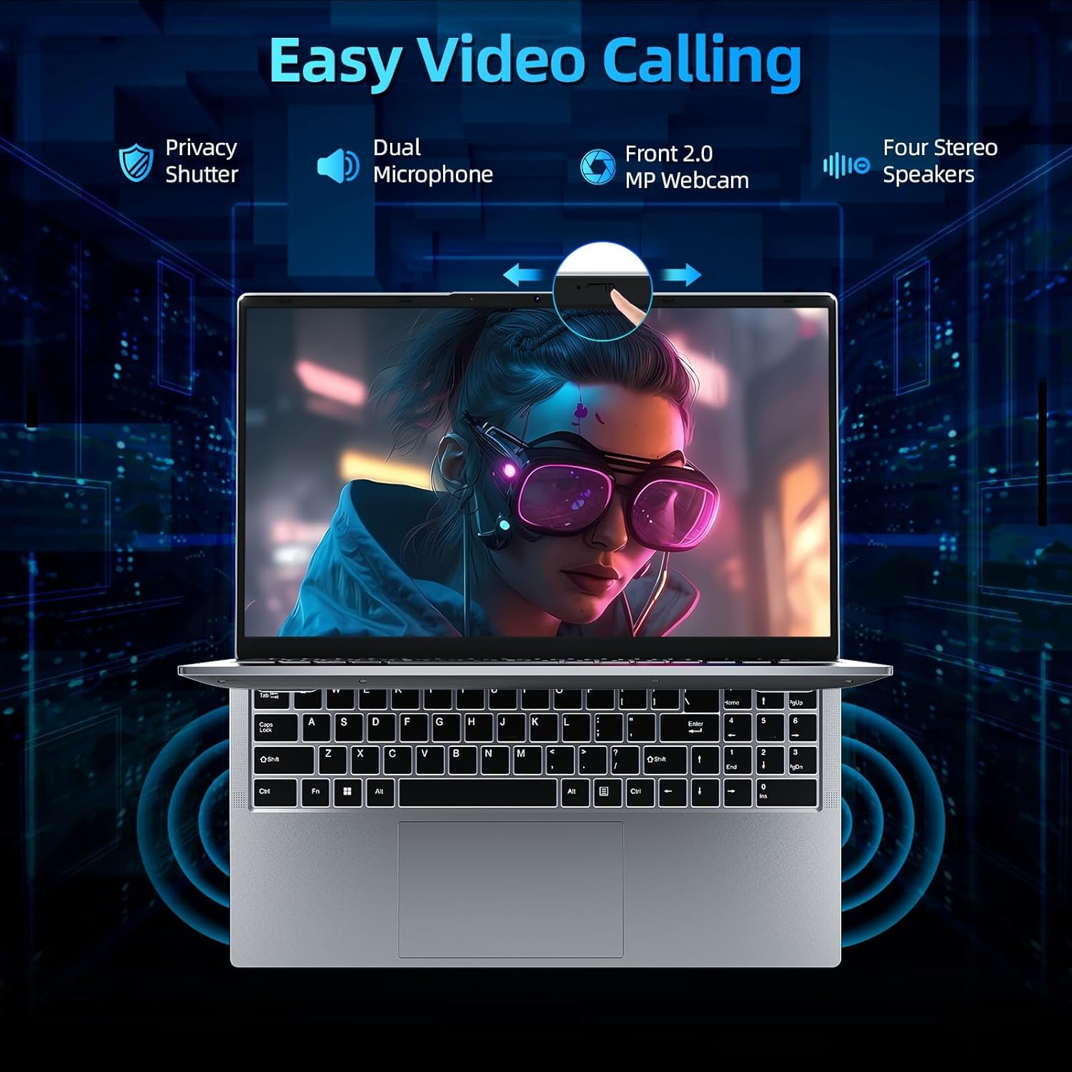 jumper Computer portatile 15,6 Pollici FHD IPS Display 12th i5-12450H (fino a 4,4 GHz), 16 GB DDR4 512 GB NVME SSD Gaming PC Portatile, Quattro altoparlanti stereo, USB 3.2 x 3/BT5.1/62.7Wh Batteria
