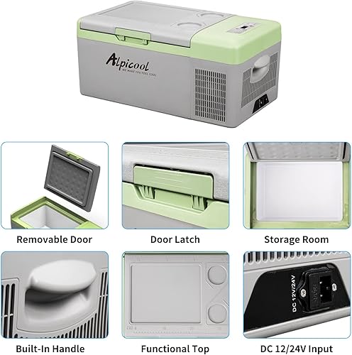 Miniatura 3 de Alpicool Y16T Portable Fridge 12 Volt Car Refrigerator 16 Quart Freezer for Fishing, Camping, RV, Truck, Boat-12/24V DC